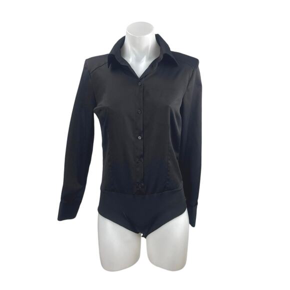 Zara Tops - Zara Women's Black Long Sleeve Button Down Shirt Blouse Bodysuit Top Size S